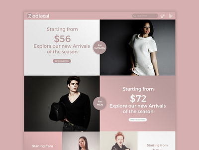 Zodiacal best fashion website best fashion website best ui best ui design best ux design trends fashion flow homepage shopping shopping website typography userflow winter