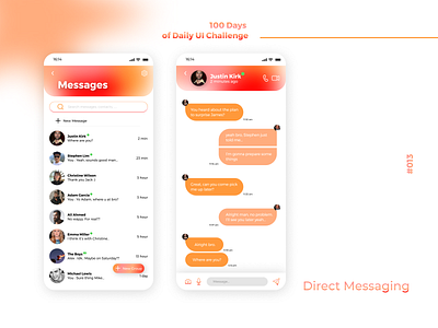 100 Days of UI - Day #013 (Direct Messaging) adobe xd app app design branding dailyui design figma graphic design illustration logo ui vector