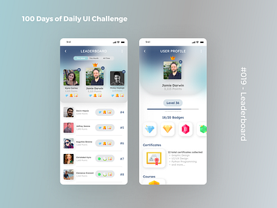 100 Days of UI - Day #019 (Leaderboard) adobe xd app app design branding dailyui design figma graphic design illustration logo ui vector