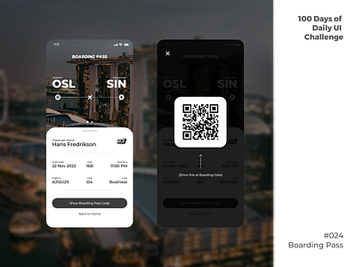 100 Days of UI - Day #024 (Boarding Pass)