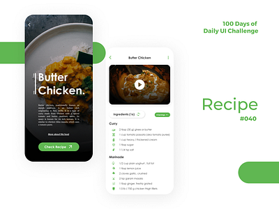 100 Days of UI - Day #040 (Recipe) adobe xd app app design branding dailyui design figma graphic design illustration logo ui vector