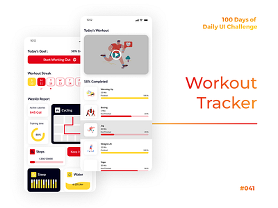 100 Days of UI - Day #041 (Workout Tracker) adobe xd app app design branding design graphic design illustration logo ui vector