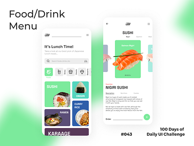 100 Days of UI - Day #043 (Food/Drink Menu) adobe xd app app design branding daily ui 45 dailyui design figma graphic design illustration logo ui vector