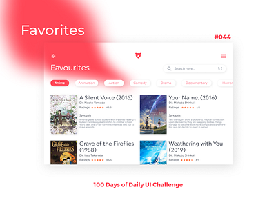 100 Days of UI - Day #044 (Favorites) adobe xd app app design branding dailyui day 044 day44 design figma graphic design illustration logo ui vector