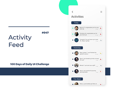 100 Days of UI - Day #047 (Activity Feed)
