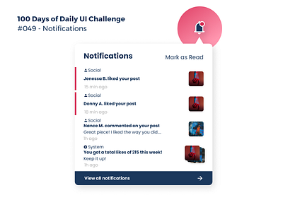 100 Days of UI - Day #049 (Notifications) adobe xd app app design branding dailyui day 049 design figma graphic design illustration logo ui vector