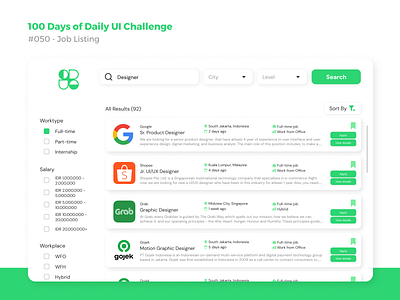 100 Days of UI - Day #050 (Job Listing) adobe xd app app design branding dailyui day 050 design figma graphic design illustration logo ui vector