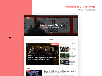 100 Days of UI - Day #051 (Press Page)