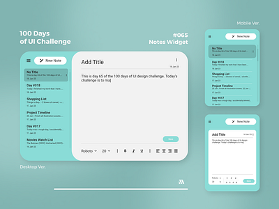 100 Days of UI - Day #065 (Notes Widget)