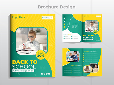 Back to school or educational bifold brochure design branding design graphic design illustration print items vector
