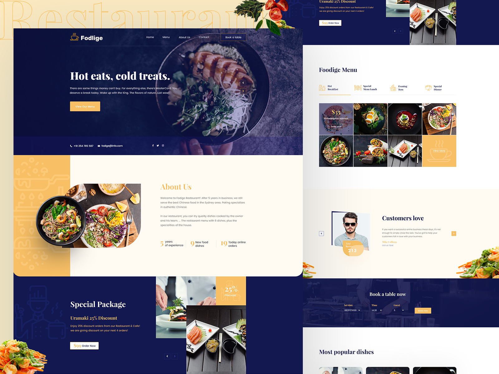 Fodige - Restaurant landing page by Rana Roy on Dribbble