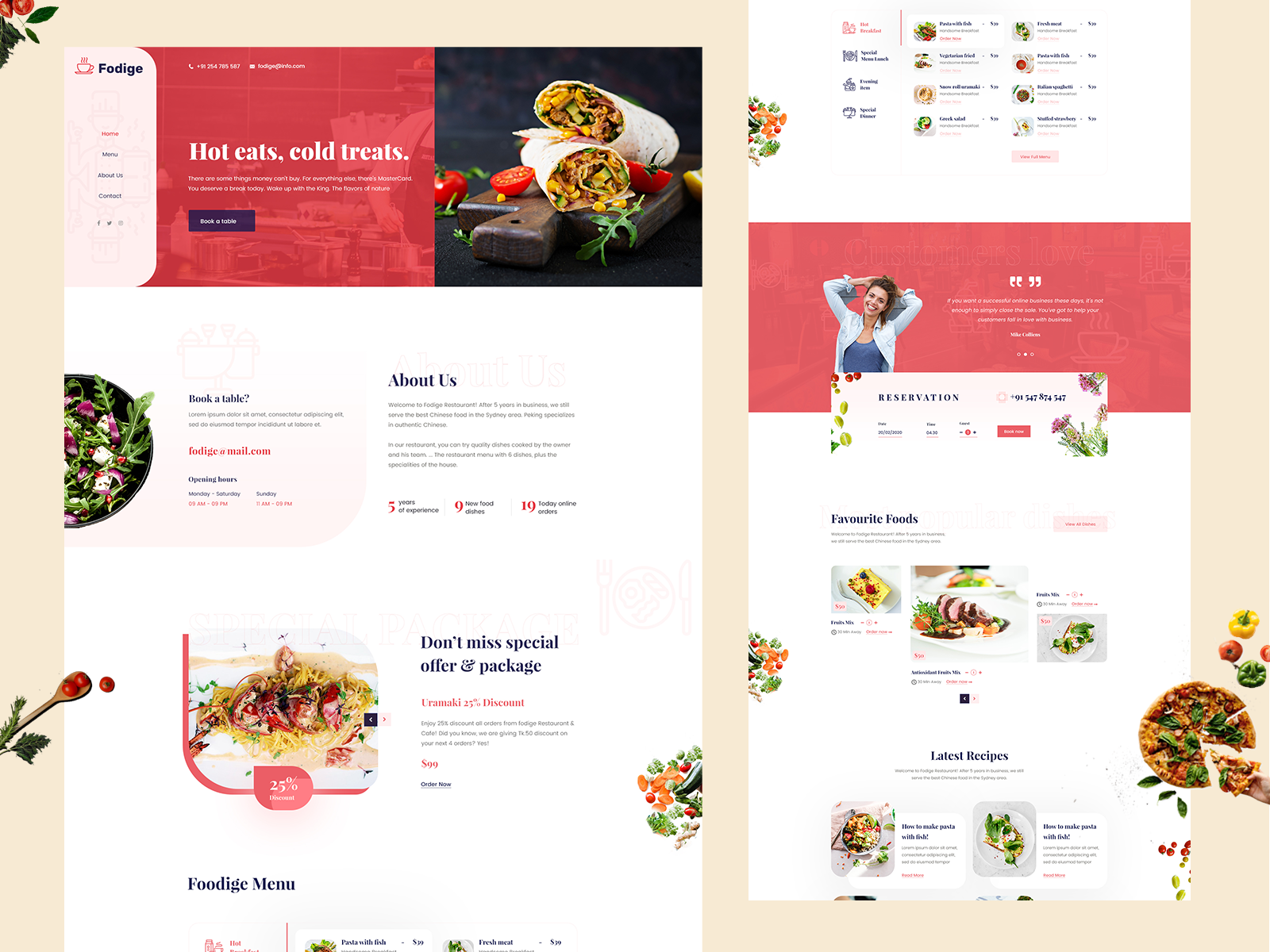 Fodige - Restaurant landing page by Rana Roy on Dribbble