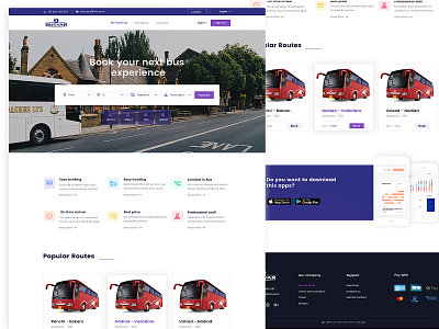 Bus Service Landing page animation branding design illustration landing page logo ui ux web website