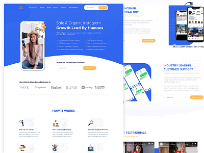 Instagram Growth Landing Page animation branding design illustration landing page logo ux vector web website