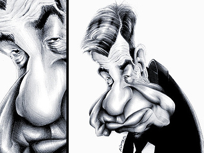 Walter Matthau art black caricature george lyras illustration ink painting paper sketch walter matthau