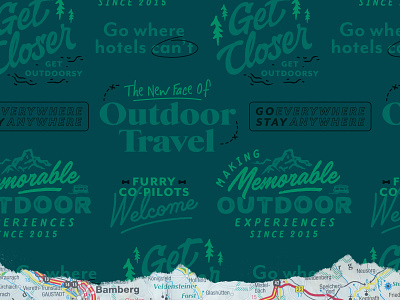 Outdoorsy Type Lockups ads campaigns lockups map outdoorsy rebrand roadtrip texture travel type typography
