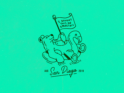 San Diego Company Trip T-Shirt bear california flamingo illustraion pool float san diego summer trip tshirt