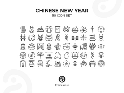 Chinese New Year Icon Set flat icon