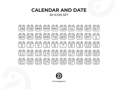 Calendar and Date Icon Set flat icon