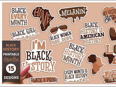 Black History Printable Stickers Design