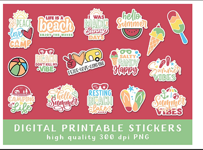 Camping Printable Stickers PNG Files camping design graphic design illustration logo png file sublimation vector