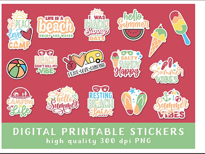 Camping Printable Stickers PNG Files