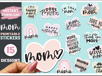 Mom Printable Stickers Design branding design graphic design illustration logo svg file typography vector