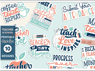 Teacher and School Printable Stickers branding design graphic design illustration logo svg file ui vector
