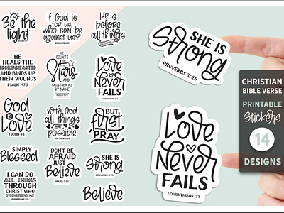 Christian Bible Verse Printable Stickers branding design graphic design illustration svg file typography ui ux vector