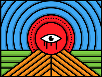 Funky art colorful draplin eye illustration pyramid stroke vector weird