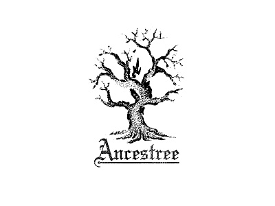 Ancestree Stamp ancestry black brand family hand drawn illustration ink logo mark stamp texture tree