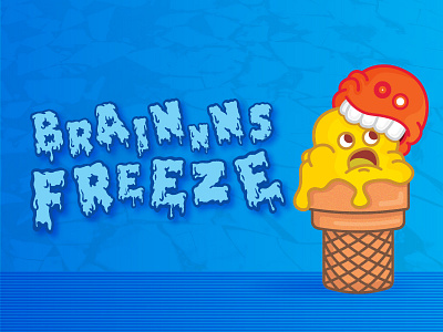 BRAIN FREEZE art blue brain bright cartoon design frozen fun funny horror ice ice cream ice cream cone icecream illustration illustrator scary vector zombie