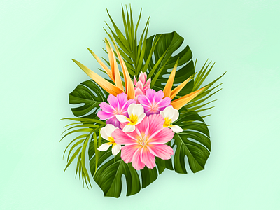 Tropical Flowers Illustration branding design floral flowers graphic design illustration packaging design tropical flowers