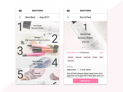 BEAUTYDEW 019 beauty daily ui hierarchy layout leaderboard roboto typography ui user experience user interface ux