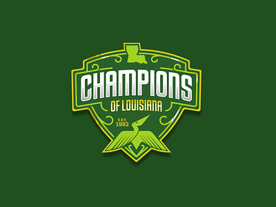 Champions of Louisiana badge branding champion color design identity design illustrator lockup logo logo design mark pelican type vector
