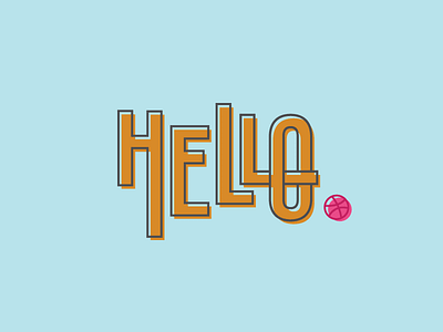 Hello Dribbble first shot funky hello hello dribbble introduction offset type