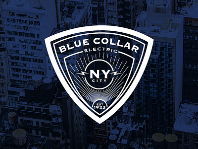 Blue Collar Electric badge branding color design icon identity illustrate illustration illustrator logo logo design type typography vector