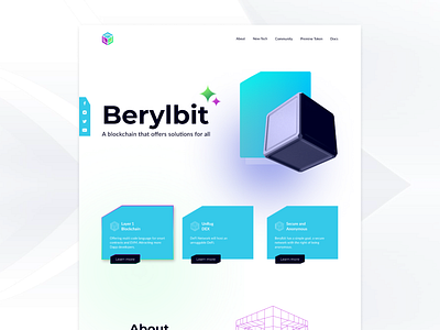 Berylbit adobe xd blockchain design figma graphic design landing page minimal minimal design nft ui uiux ux vector web design website