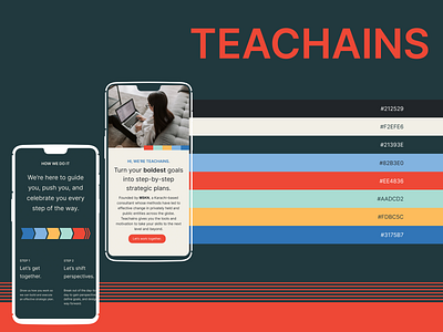 Teachains | Take your skills to the next level 🚀 auto layout branding casestudy colors component design education figma figma component graphic design green logo mobile design mobile website orange responsive skills ui uiux ux