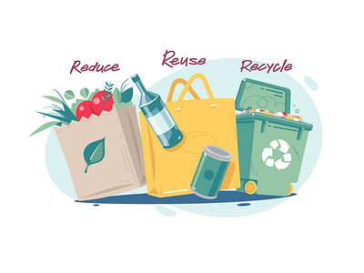 Reduce | Reuse | Recycle eco illustration vector