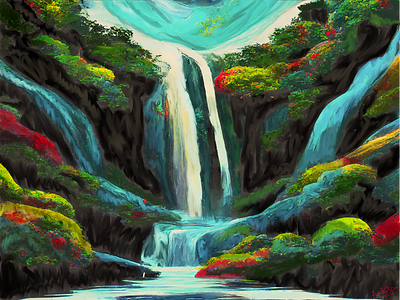 The Eternal Waterfall digitalart illustration