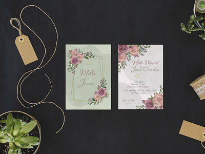 Wedding invitation design illustration invitation invite nature rustic style save the date vector watercolor wedding