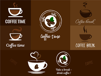 Coffee logo Take a break - drink coffee! banner brand coffee flyer illustration logo design marketing poster vector