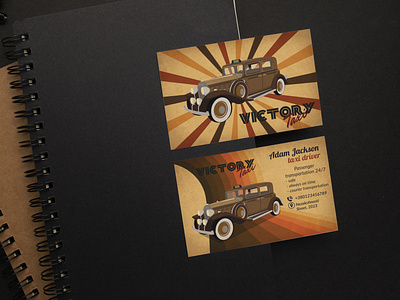 Business cards for taxi service in retro style