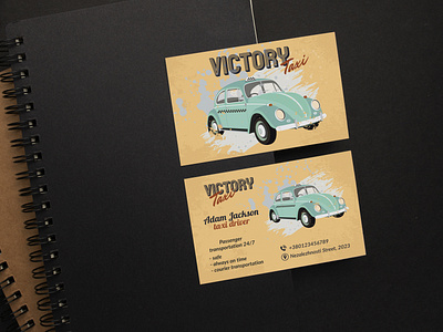 Business cards for taxi service in retro style