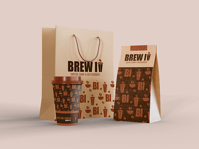 Brew It Coffee Shop & Restaurant #5 branding cafebranding coffeedesign design graphic design illustration logo