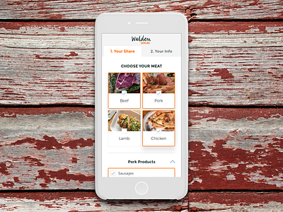 Walden Local User Flow meat share mobile ui ux