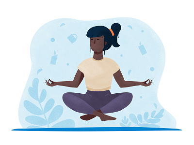 Well being programs bespoke character characters illustration levitation meditation meditation app peace vector woman yoga yogi
