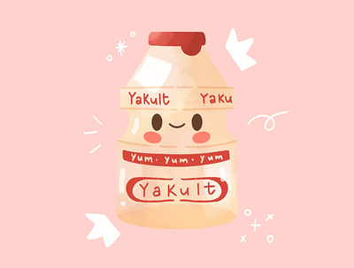 Yakult cuteart design illustration kawaiiart procreate