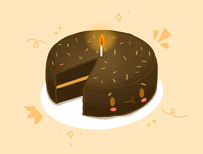 Birthday Cake cuteart design illustration kawaiiart procreate